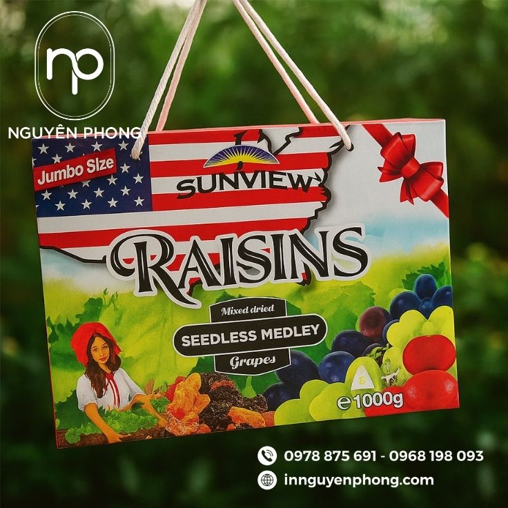 Mẫu túi giấy đựng nho khô cao cấp 